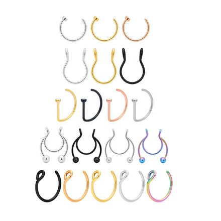 Wholesale 50pcs G23 ASTM F136 Titanium Nose Ring Labret Piercing Punk Style Body Piercing Jewelry Gold Plating for Party Gift