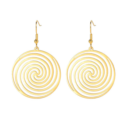 Spiral Swirl Round Drop Earrings Women Gold Color Stainless Steel Geometric Earrings Trend Jewelry Gift Wholesale