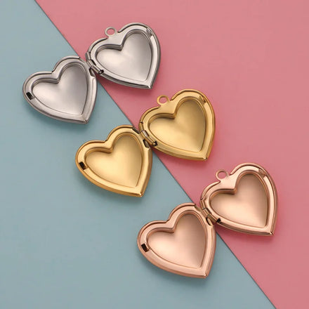 2024 Trendy Peach Customized Blank Heart Locket Photo Box Stainless Steel Pendant for Women Necklace Accessories Jewel