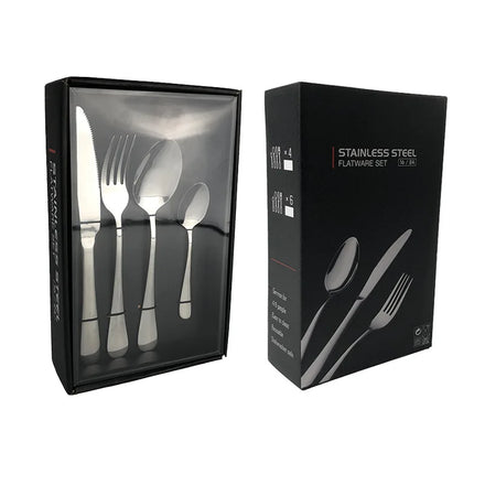 16/24-Piece Modern Stainless Steel Flatware Set in Retail Gift Box Dishwasher Safe Cutlery for Supermarket & Household