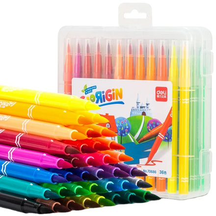 Deli 70686 36pcs/box Students Soft-headed Watercolor Pen Children's Painting Graffiti Pen 48box*36pcs=1728pcs Per Carton Set