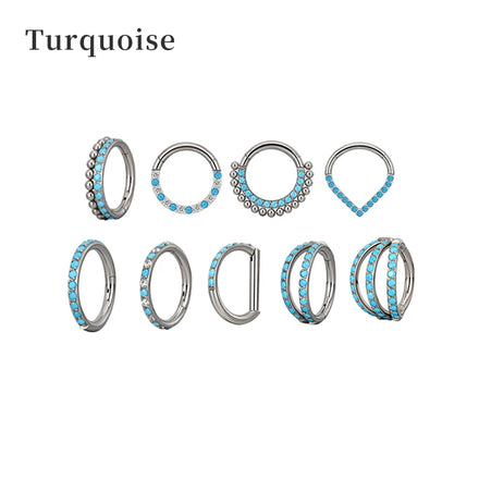 Hot Selling Nose Hinged Segment Hoop Turquoise Earring Jewelry Titanium Fashion Jewelry Nose Rings Piercing Body Jewelry