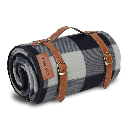 Hot Sale Custom Logo 3 Layers Lightweight Large Size Soft Thick Fleece Waterproof Packable Picnic Blanket