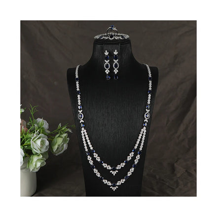 Custom Jewellery Sets Fashion Luxury Arab African White Gold Plated Bridal Jewelry Sets Party Necklace Earrings Ring Set