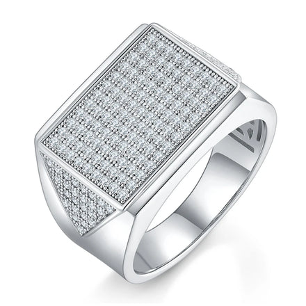 Somen Fashion Luxury Fine Jewelry Round Cut D Grade Platinum Plated S925 Sterling Silver Moissanite Rings for Men's Wedding