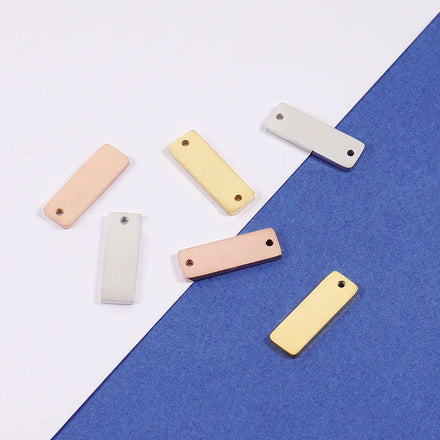 Factory Customization Personalized Mirror Polished New Pattern Stainless Steel Rectangle Connector Hangtag Bracelet Charms