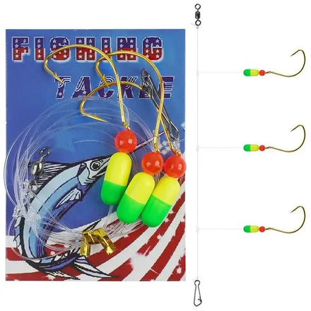 1Pack Saltwater Pompano Rigs for Surf Fishing Three Drops Pompano Rigs with Barrel Swivel Hook Floats Duo Lock Snap and Beads