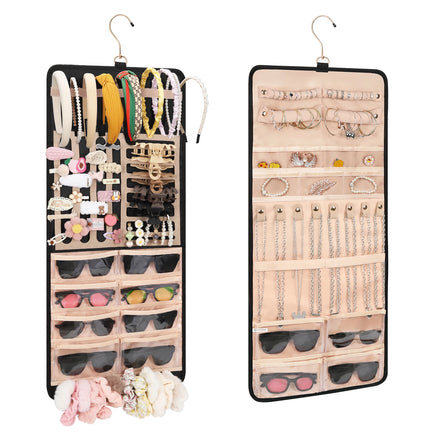 Relavel Double-Sided Jewelry Organizer Hanging Headband Holder Hair Bows Organizer Headband Organizer for Girls with Hook Loops