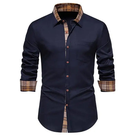 Wholesale Men's Lapel Office Shirt Fashion Trend Patchwork Long Sleeve Business Shirts for Man