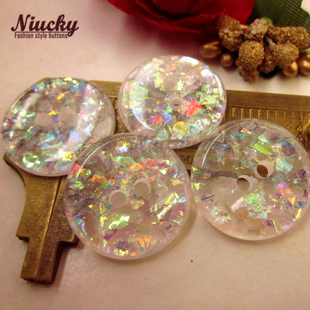 20mm 2-Holes Colorful Gold Transparent Resin Coat Buttons Rhinestones Washable for Sewing New Style Fashion Clothing Supplies