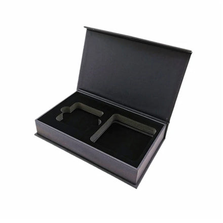 Custom Recycled Cardboard Black Luxury Skincare Magnetic Gift Box Digital Printing Twisted Foam Inserts for Cosmetic Packaging