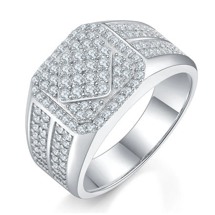 OAHLAN Fashion Luxury Fine Jewelry 1CT D Grade VVS1 Platinum Plated S925 Sterling Silver Men's Moissanite Rings for Wedding