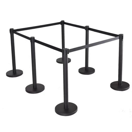 Black Retractable Barrier Posts Crowd Control Barrier Guidance Stanchion for Restaurant Hotel