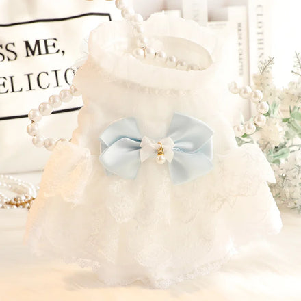 White Classic Style Wedding Dress for Small Dogs Luxury Polyester Bridal Costume for Pomeranian Chihuahua Puppy Princess Dresses