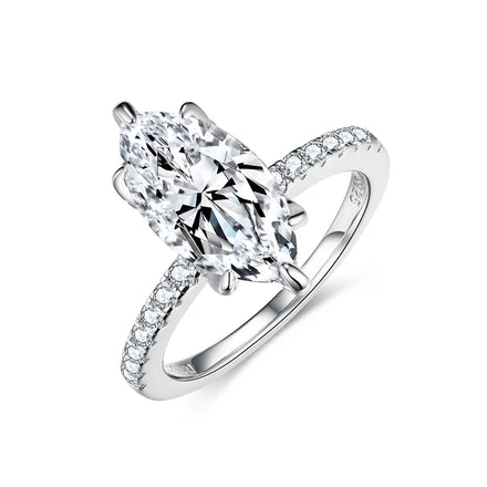 Factory Direct Commercial Marquise 2 Carats Moissanite Engagement 925 Silver Rings for Women