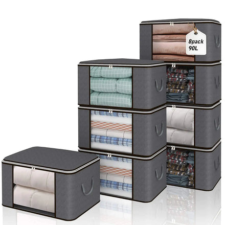 90L Classic Design Folding Clothing Storage Box Large Square Plastic Storage for Closet 12kg Capacity
