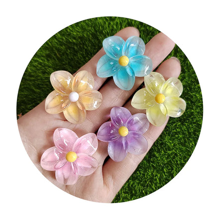 Glitter Crystal Flower Resin Flatback Kawaii Cabochons Fit Handmade Hair Bow Center Home DIY Decoration