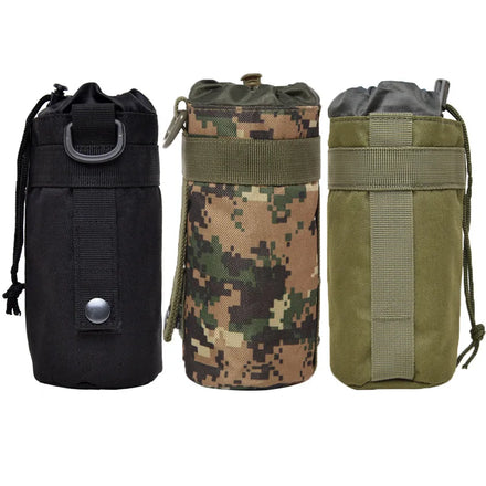 Upgraded Tactical Molle Water Bottle Pouch Holder Outdoor Camping Drawstring Water Bottle Pouch Bag Kettle Carrier Bags