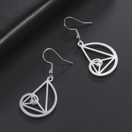 Fibonacci Triangle Spiral Golden Ratio Dangle Earrings Psychology Geometric Stainless Steel Jewelry Gift for Women