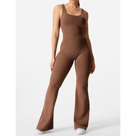 Top Fashion Chic Simple Solid Bodycon Backless Tight Sleeveless Sexy Women Jumpsuits