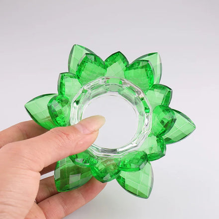 Green Lotus Crystal Glass Tealight Holder MH-1445