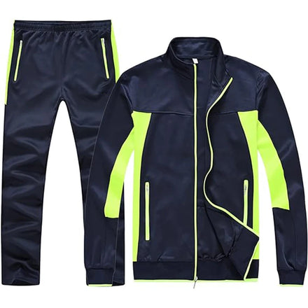 Long Sleeve Warm up Tracksuits Zip-Front Athletic Casual Running Jogging Men's Track Suits Set 2 Piece