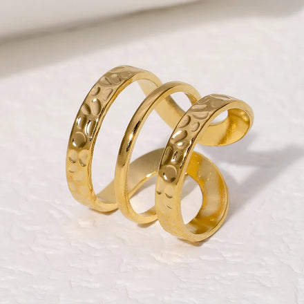 Factory Wholesale Anillo Punk Wide Version Simple Stainless Steel Multi-layered Finger Ring