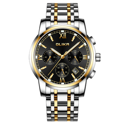 Olika Customizable Luxury Fashion Men's 41mm Stainless Steel Quartz Watch Waterproof Business Luminous Pointer Hands Alloy Case