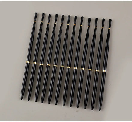 Professional Mermaid Tail Gel 12 Pcs Black Mental Handle Custom Logo Thin Nylon Hair Nail Art Paint Liner Brush Set DIY Tools