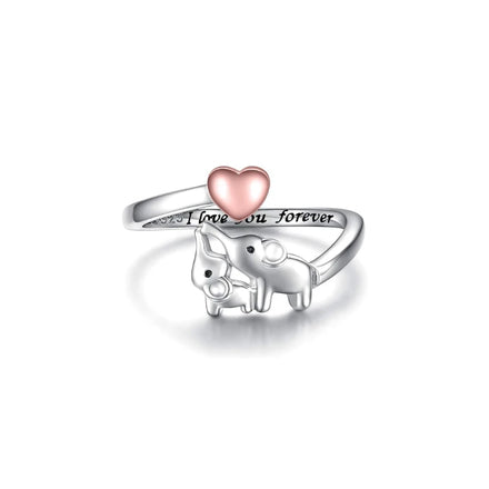 S925 Sterling Silver Mama Ring Animals Jewelry for Mother Daughter Nana Women Polar Bear Panda Bunny Penguin Adjustable Rings