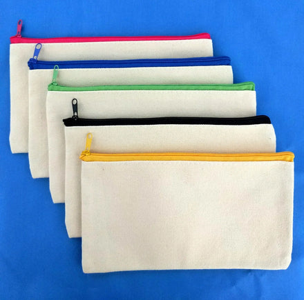 Canvas Zipper Bags Multifunction Blank DIY Makeup Pouches Pencil Case Pouch for Home School Travel Zipper Bag Storage Organizer