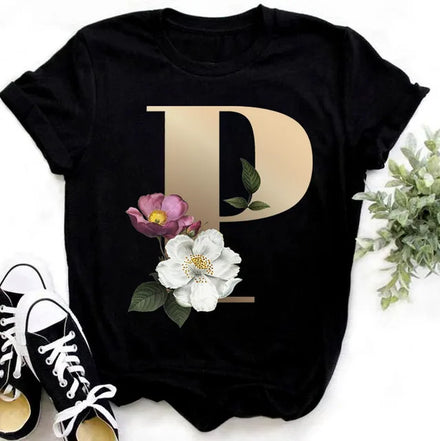 New Capital Letters Printed Fashion Large Size O Collar Casual Sports T-shirt