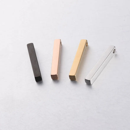 Engraved Blank Rectangle Jewelry OEM Stainless Steel Mirror Polished Engraved Pendants Colorful bar Necklace