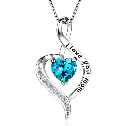 CAOSHI Elegant Sea Blue Love Pendant Necklace for Women Creative Letter I love You Mom Mother's Day Gift Necklaces Jewelry
