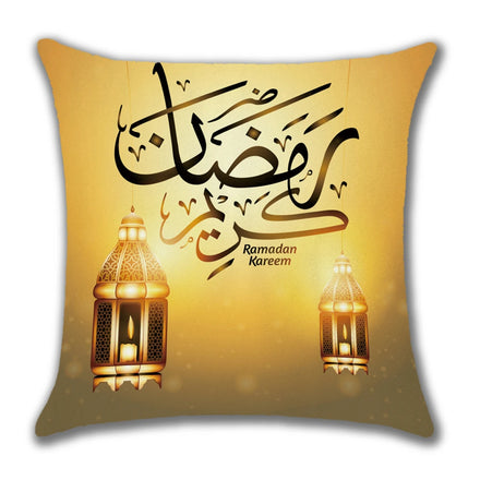 Ramadan Eid Decor Linen Cushion Cover Islamic Pattern Throw Pillow Case for Home Hotel Islamic Design Fitting for Festive Decor