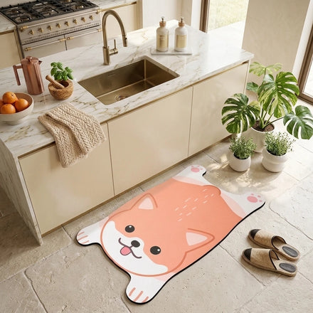 Foot Mat Digital Print Absorb Quick Drying Bath Mat Diatomite Eco-Friendly Cartoon Animal Design Shower Use