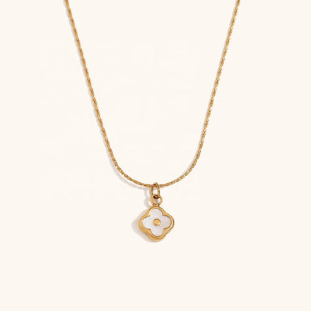 Dingran High Fashion Waterproof Shell Flower Pendant Necklaces 18K Gold Plated Jewelry for Women