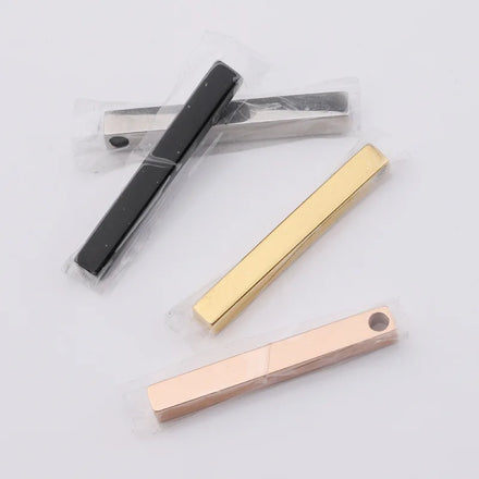 Engraved Blank Rectangle Jewelry OEM Stainless Steel Mirror Polished Engraved Pendants Colorful bar Necklace