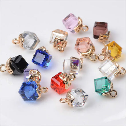 New Shiny Cut Color Square Crystal Pendant for Diy Bracelet Necklace Earring Material Jewelry Accessories