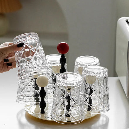 High-End Aesthetics Stylish PP Rotating Cup Holder Tidy Spaces with 6 Hooks Mug Organizer