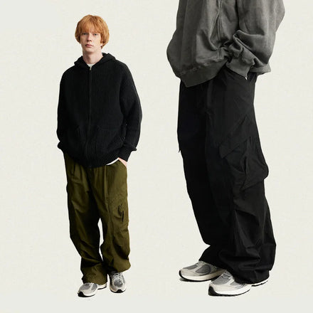 Men's High Waist Pocket Side Loose Cotton Hiking Sweatpants Casual Athletic Jogger Sports Outdoor Trousers Baggy Cargo Pants