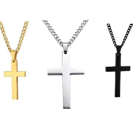 Fashion Stainless Steel Cross Charms Custom Logo Engraved Women Jesus Pendant Necklace Jewelry Factory RVS Kruishanger