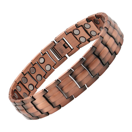 Vintage Exquisite Antique Copper Plated Magnetic Therapy Cuff Bracelet for Men Classic Fashion Trend-Healthy Wealth Energy
