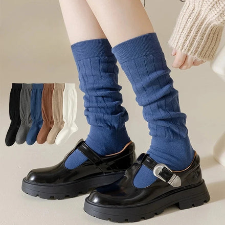 Japanese Fashion Solid Color Loose Long Socks Summer Cotton Slouch Women Socks