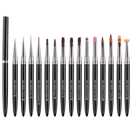 15 PCS Fashionable Diy Nail Beauty Painting Line Pen Soft Nylon Nail Art Brush Set Nail Art Brushes With Lids