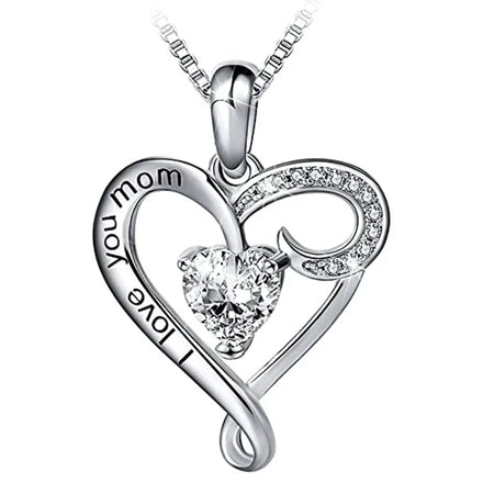 CAOSHI Simple Elegant Heart Hhape Pendant Necklace With Letter I love You Mom Gift for Mother's Day Lady Necklaces Jewelry
