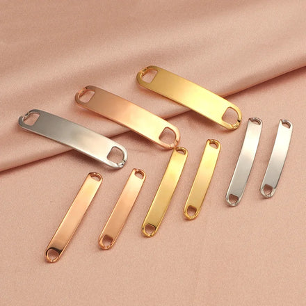 Custom Name Rainbow 1.5*6*39 Curved Bar Connector Bracelet Connector Stainless Steel Rectangle Blank Bracelet DIY Making