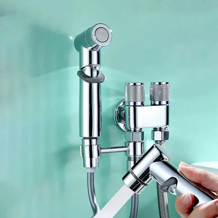 High Pressure Brass Modern Hotel Use Bidet Set Chrome Wall Mounted Dual Handle Toilet Shattaf