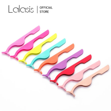 Lalasis OEM logo Lashes Tools Eyelash Tweezers Stainless Steel Eyelash Applicator Private Label Eyelash Makeup Tools