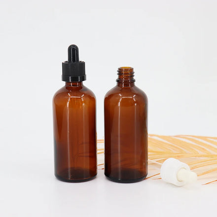 Wholesale Cosmetic 100ml Amber Face Serum Glass Dropper Bottle Cosmetics Empty Essential Oil Bottle With Dropper Child-proof Cap